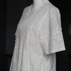 Tea n Rose White Floral Dress - Mid Calf - White - Size L